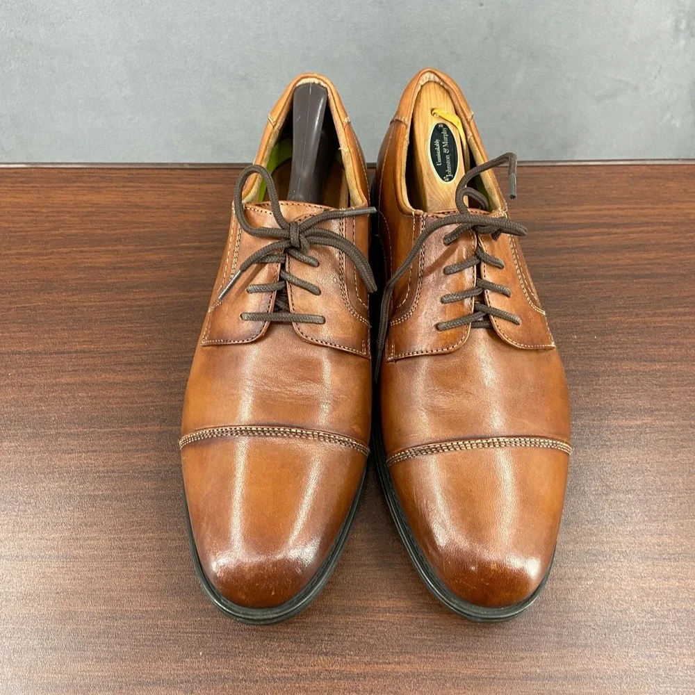 Florsheim Medfield 11578 Mens 8.5 3E Dress Shoes Cognac Leather Cap Toe Oxford